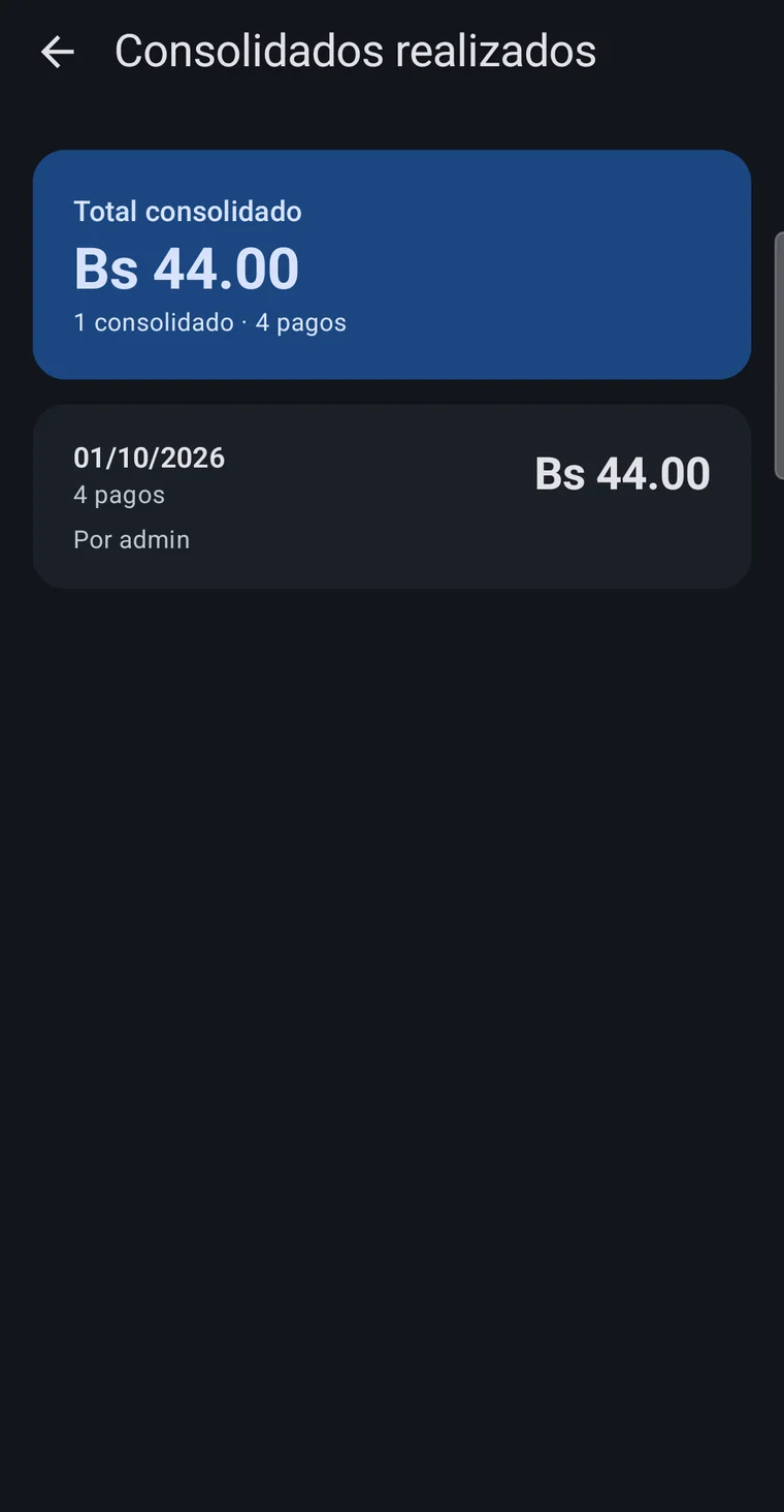 Consolidados de cobros ya realizados por el promotor